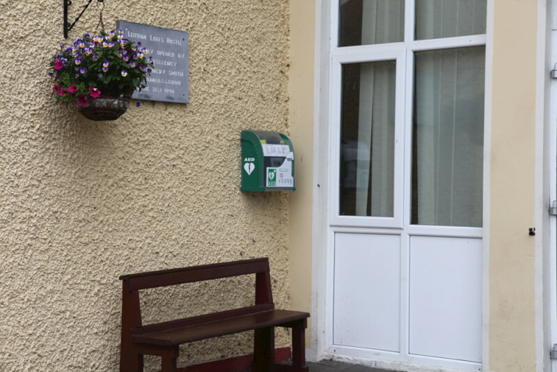 The Defibrillator is located on the wall outside Kiltyclogher Community Centre.